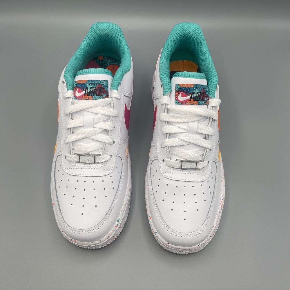 Nike Air Force 1 LV8 GS Big Girl 7Y Casual Shoes White/Safety Orange \Women #8.5 - Picture 7 of 16